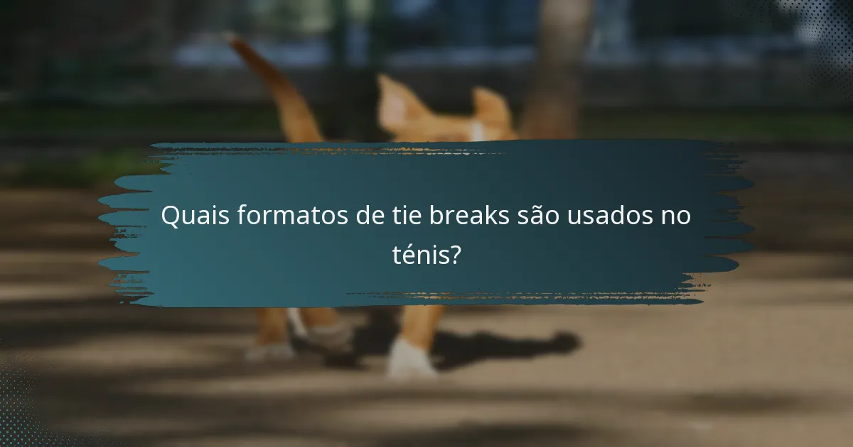 Quais formatos de tie breaks são usados no ténis?