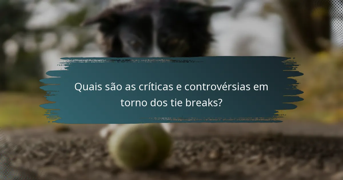 Quais são as críticas e controvérsias em torno dos tie breaks?